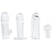 Набор из 4 насадок на член Pleasured Penis Enhancement Sleeve 4 Pack - XR Brands - в Грозном купить с доставкой