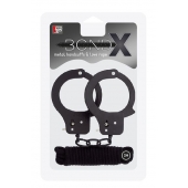 Чёрные наручники из листового металла в комплекте с веревкой BONDX METAL CUFFS LOVE ROPE SET - Dream Toys - купить с доставкой в Грозном