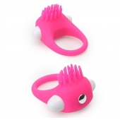 Розовое эрекционное кольцо с щеточкой LIT-UP SILICONE STIMU RING 5 - Dream Toys - в Грозном купить с доставкой