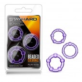 Набор из 3 фиолетовых эрекционных колец Stay Hard Beaded Cockrings - Blush Novelties - в Грозном купить с доставкой