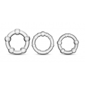 Набор из 3 прозрачных эрекционных колец Stay Hard Beaded Cockrings - Blush Novelties - в Грозном купить с доставкой