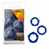Набор из 3 синих эрекционных колец Stay Hard Beaded Cockrings - Blush Novelties - в Грозном купить с доставкой