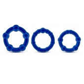 Набор из 3 синих эрекционных колец Stay Hard Beaded Cockrings - Blush Novelties - в Грозном купить с доставкой