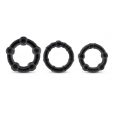 Набор из 3 чёрных эрекционных колец Stay Hard Beaded Cockrings - Blush Novelties - в Грозном купить с доставкой