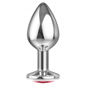 Большая серебристая анальная пробка Diamond Red Sparkle Large с красным кристаллом - 8 см. - Lola Games - купить с доставкой в Грозном