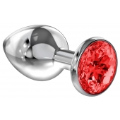 Большая серебристая анальная пробка Diamond Red Sparkle Large с красным кристаллом - 8 см. - Lola Games - купить с доставкой в Грозном