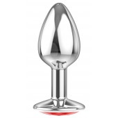 Малая серебристая анальная пробка Diamond Red Sparkle Small с красным кристаллом - 7 см. - Lola Games - купить с доставкой в Грозном