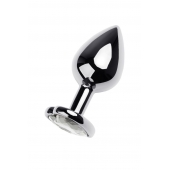 Серебристая анальная пробка с прозрачным кристаллом-сердцем - 8 см. - ToyFa - купить с доставкой в Грозном