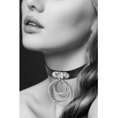 Черный чокер с двумя кольцами - Bijoux Pour Toi - купить с доставкой в Грозном