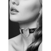 Чёрный чокер с кольцом в форме сердца - Bijoux Pour Toi - купить с доставкой в Грозном