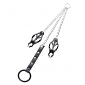 Черно-серебристые зажимы для сосков с кольцом для пениса TOYFA Metal - ToyFa - купить с доставкой в Грозном