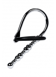 Серебристый уретральный плаг-бусины TOYFA Metal с мягким фиксириющим кольцом - ToyFa - купить с доставкой в Грозном