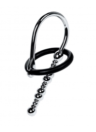 Серебристый уретральный плаг-бусины TOYFA Metal с мягким фиксириющим кольцом - ToyFa - купить с доставкой в Грозном