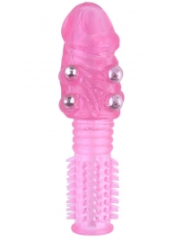 Стимулирующая розовая насадка с шишечками и шипами - 13,5 см. - Toyfa Basic - в Грозном купить с доставкой