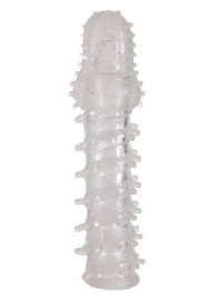 Прозрачная, закрытая насадка с шипами и точками - 13,5 см. - Toyfa Basic - в Грозном купить с доставкой