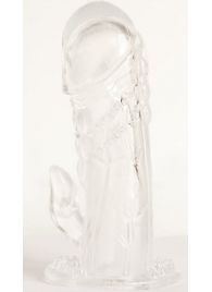 Прозрачная гелевая насадка с клиторальным отростком - 13 см. - Toyfa Basic - в Грозном купить с доставкой