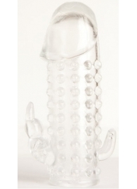 Гелевая прозрачная насадка с 2 отростками - 13 см. - Toyfa Basic - в Грозном купить с доставкой