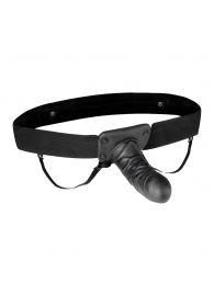 Чёрный полый страпон с вибрацией Unisex Vibrating Hollow Strap-On - 14 см. - Lux Fetish - купить с доставкой в Грозном
