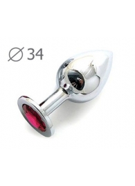 Коническая серебристая анальная втулка с малиновым кристаллом - 8,2 см. - Anal Jewelry Plug - купить с доставкой в Грозном