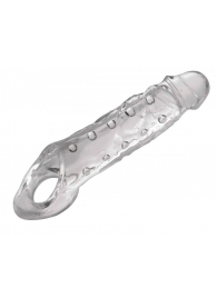 Прозразная закрытая насадка на пенис с поддержкой мошонки Clearly Ample Penis Enhancer - 22 см. - XR Brands - в Грозном купить с доставкой