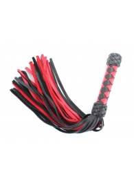 Черно-красная клеть с плетеной ручкой с ромбовидным узором - 45 см. - БДСМ Арсенал - купить с доставкой в Грозном