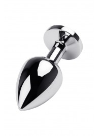 Серебристая коническая анальная пробка с красным кристаллом - 8 см. - ToyFa - купить с доставкой в Грозном