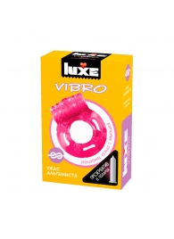 Розовое эрекционное виброкольцо Luxe VIBRO  Ужас Альпиниста  + презерватив - Luxe - в Грозном купить с доставкой