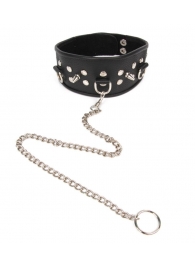 Черный ошейник с шипами и металлическим поводком-цепочкой - Notabu - купить с доставкой в Грозном
