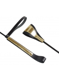 Черно-золотистый стек с хлопушкой из кожи - 62 см. - Sitabella - купить с доставкой в Грозном