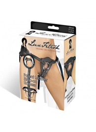 Черные трусики для страпона из патентованной кожи - Lux Fetish - купить с доставкой в Грозном