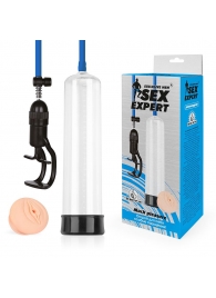 Прозрачная вакуумная помпа Sex Expert с насадкой-вагиной - Sex Expert - в Грозном купить с доставкой