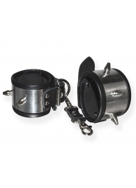 Серебристо-черные наручники с шипами и металлическим блеском - Sitabella - купить с доставкой в Грозном