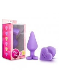 Фиолетовая анальная пробка Naughty Candy Heart Do Me Now - 8,9 см. - Blush Novelties - купить с доставкой в Грозном