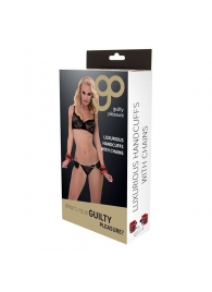 Красно-чёрные наручники на металлической цепочке - Blush Novelties - купить с доставкой в Грозном