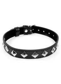 Черный ошейник с серебристыми ромбиками - Notabu - купить с доставкой в Грозном