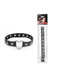 Черный ошейник с серебристыми ромбиками и сердечком - Notabu - купить с доставкой в Грозном