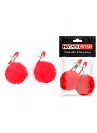 Зажимы для сосков с красным пушком - Notabu - купить с доставкой в Грозном