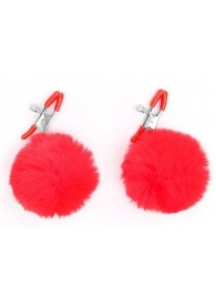 Зажимы для сосков с красным пушком - Notabu - купить с доставкой в Грозном