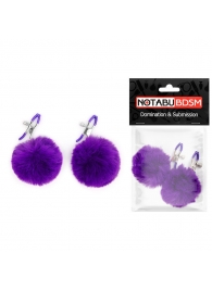 Зажимы для сосков с фиолетовым пушком - Notabu - купить с доставкой в Грозном