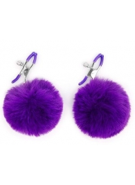 Зажимы для сосков с фиолетовым пушком - Notabu - купить с доставкой в Грозном