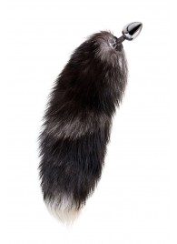 Серебристая металлическая анальная втулка с хвостом чернобурой лисы - размер S - ToyFa - купить с доставкой в Грозном