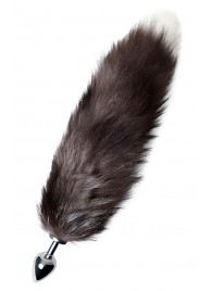 Серебристая металлическая анальная втулка с хвостом чернобурой лисы - размер S - ToyFa - купить с доставкой в Грозном