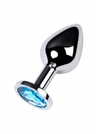 Серебристая конусовидная анальная пробка с голубым кристаллом - 8 см. - ToyFa - купить с доставкой в Грозном