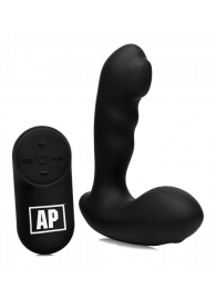 Черный стимулятор простаты Alpha-Pro 7X P-Milker Silicone Prostate Stimulator with Milking Bead - XR Brands - в Грозном купить с доставкой