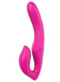 Ярко-розовый безремневой страпон REMOTE DOUBLE DIPPER - 22 см. - Dream Toys - купить с доставкой в Грозном
