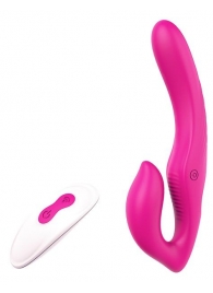 Ярко-розовый безремневой страпон REMOTE DOUBLE DIPPER - 22 см. - Dream Toys - купить с доставкой в Грозном