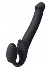 Черный безремневой страпон Silicone Bendable Strap-On M - Strap-on-me - купить с доставкой в Грозном