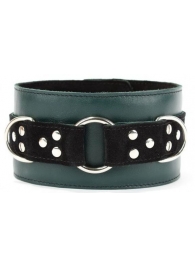 Изумрудный широкий ошейник Ladys Arsenal с замшевыми вставками - БДСМ Арсенал - купить с доставкой в Грозном