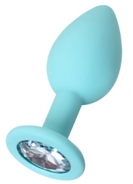 Мятная анальная пробка с прозрачным кристаллом Brilliant - 7 см. - ToyFa - купить с доставкой в Грозном