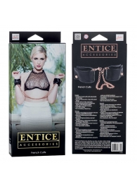 Черные мягкие наручники Entice French Cuffs с цепью - California Exotic Novelties - купить с доставкой в Грозном